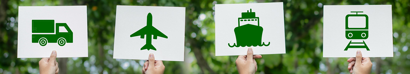 Hands Holding Green Transportation Icons